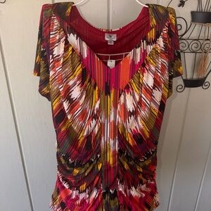 NWT Worthington boho blouse with  Front ruffled Stitching detail 2x